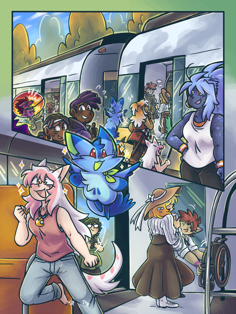 someone doesn't seem as excited as the rest to get on the train!!